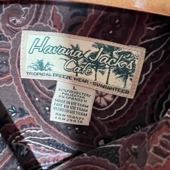 Vintage Havanna Jacks Cafe Paisley Long Sleeve Shirt Large Tropical - Picture 2 of 5